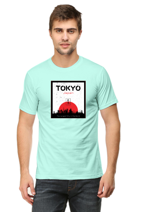Tokyo Japan Male Round Neck Half Sleeve Classic T-Shirt - Image 4