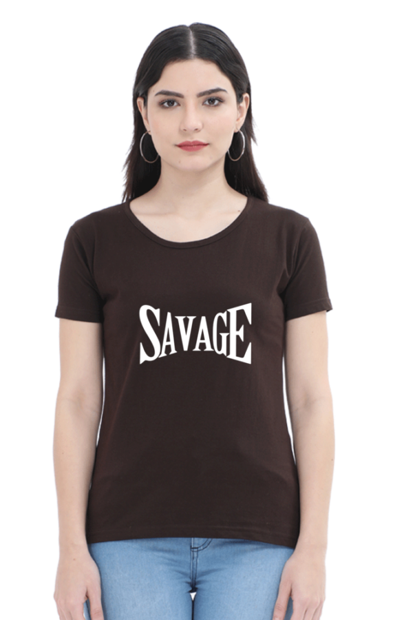 Savage Female Round Neck Half Sleeve Classic T-Shirt - Image 2