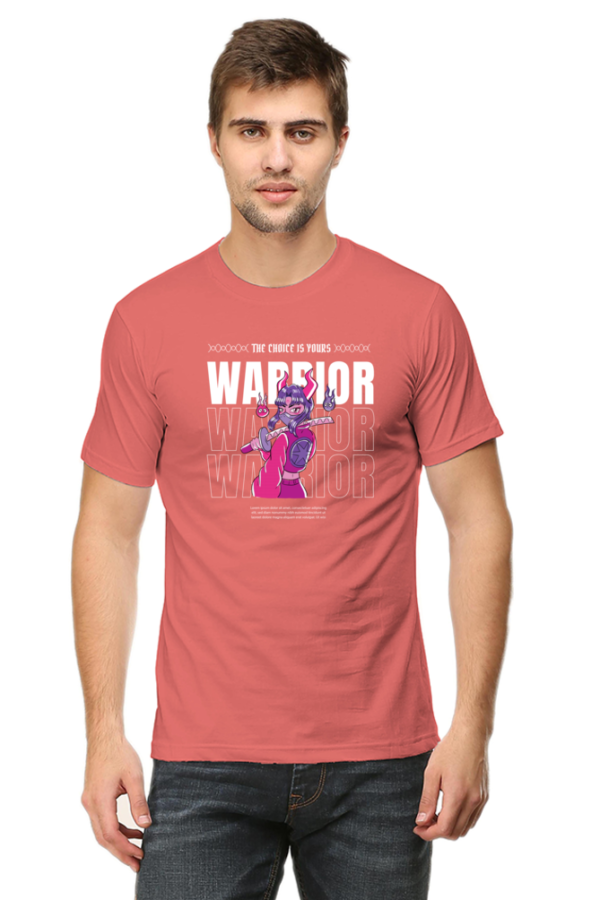 Warrior Girl Male Round Neck Half Sleeve Classic T-Shirt - Image 3