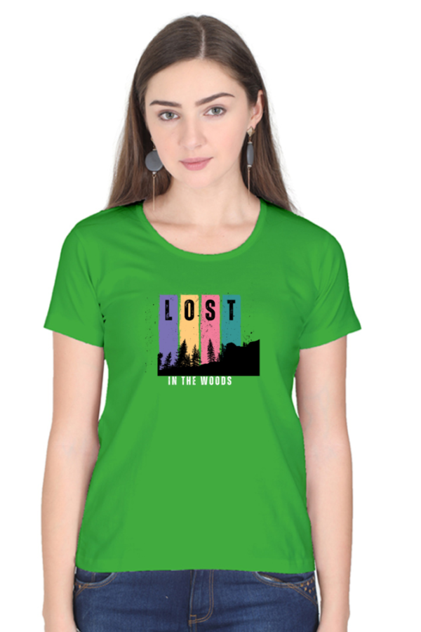 Lost In The Woods Female Round Neck Half Sleeve Classic T-Shirt - Image 4
