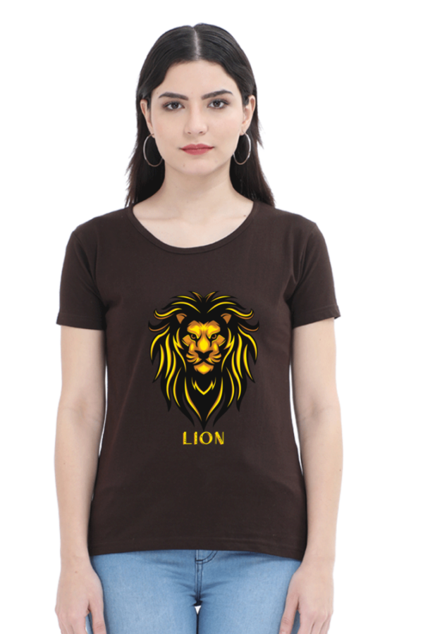 Lion Female Round Neck Half Sleeve Classic T-Shirt