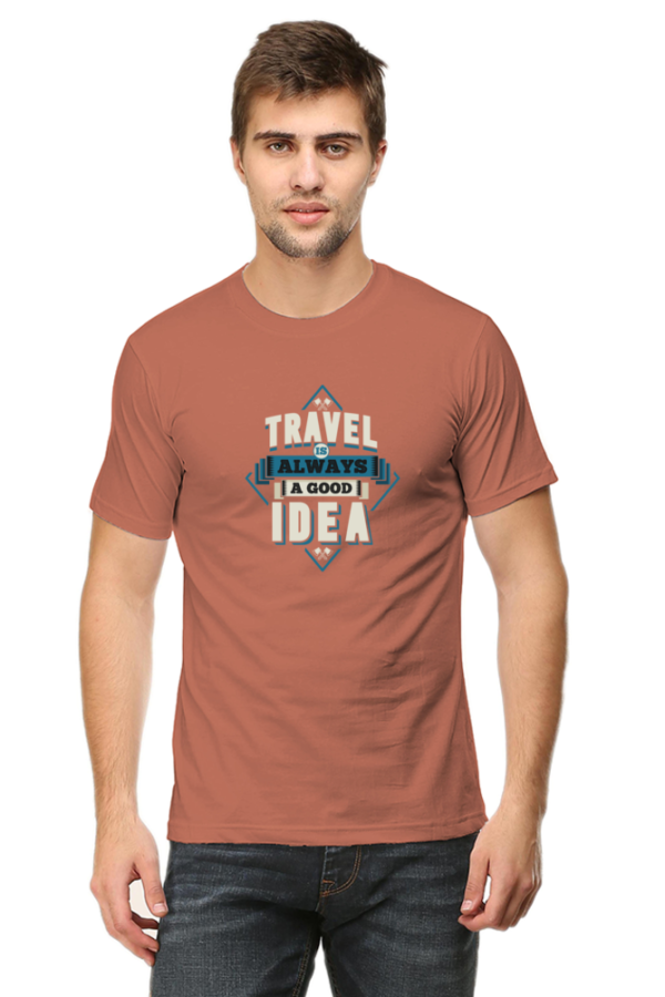 Travel Is Always A Good Idea Male Round Neck Half Sleeve Classic T-Shirt