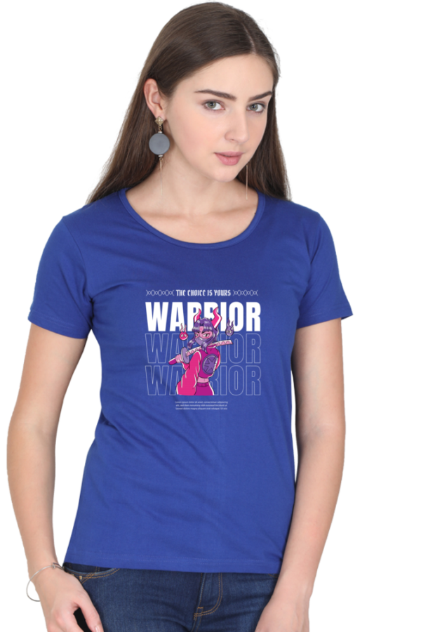 Warrior Girl Female Round Neck Half Sleeve Classic T-Shirt - Image 6