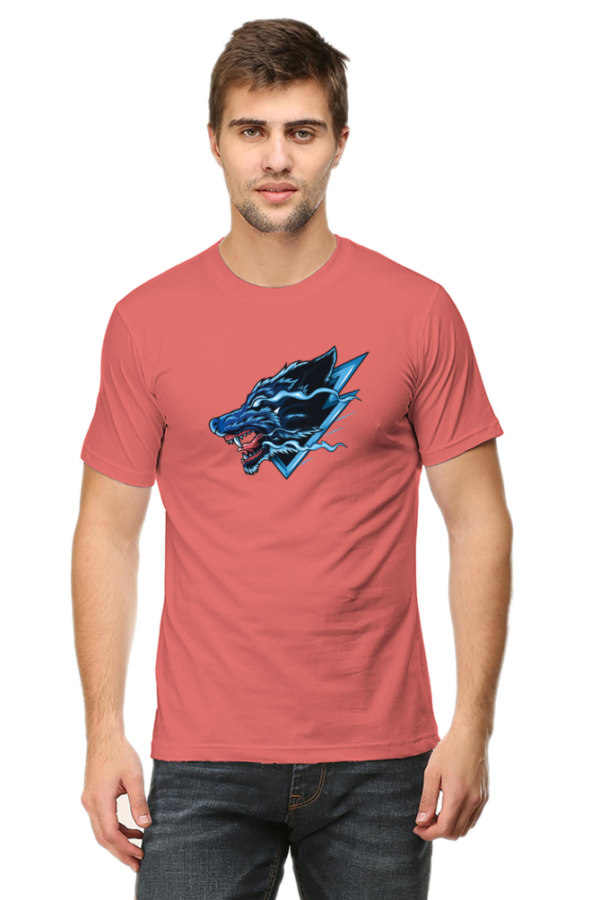 Angry Wolf Male Round Neck Half Sleeve Classic T-Shirt - Image 4
