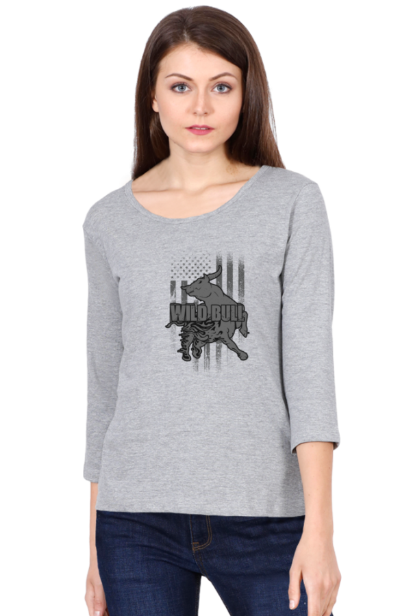 Wild Bull Female Round Neck Full Sleeve Classic T-Shirt
