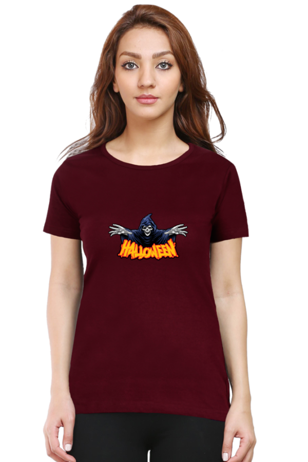 Halloween Female Round Neck Half Sleeve Classic T-Shirt - Image 3