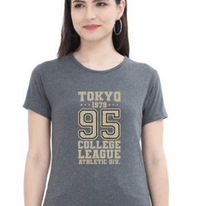 Tokyo 95 College League Female Round Neck Half Sleeve Classic T-Shirt