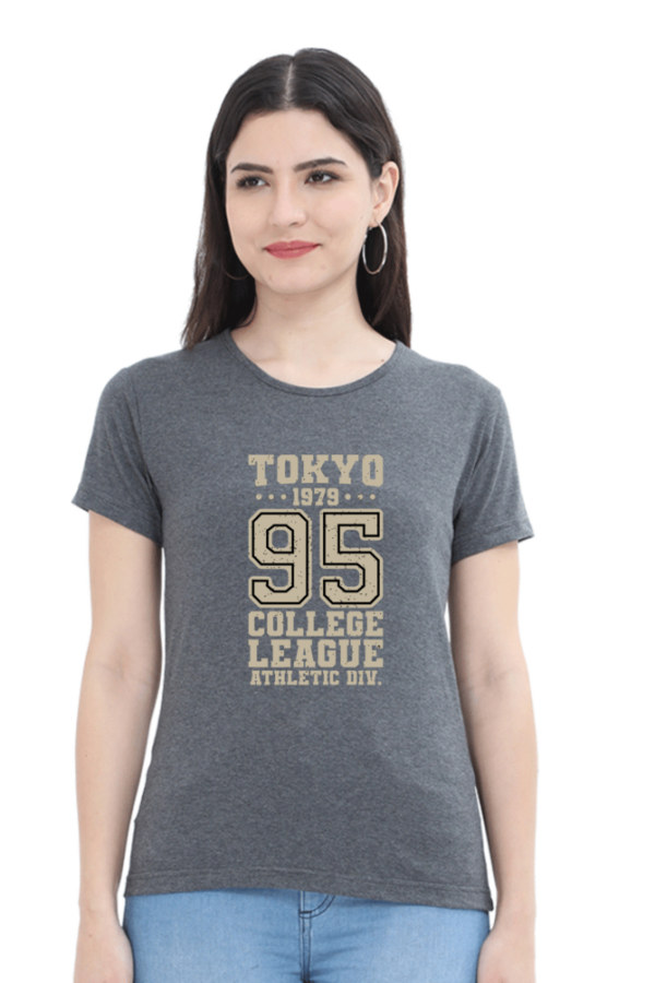 Tokyo 95 College League Female Round Neck Half Sleeve Classic T-Shirt