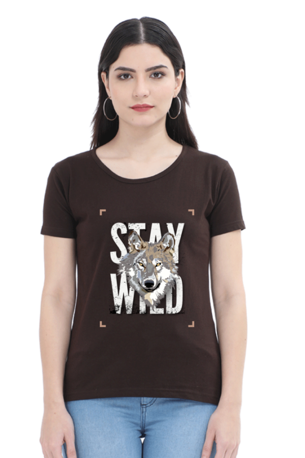 Stay Wild Female Round Neck Half Sleeve Classic T-Shirt