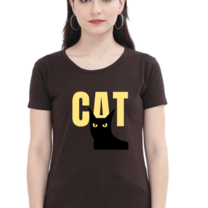 Black Cat Female Round Neck Half Sleeve Classic T-Shirt