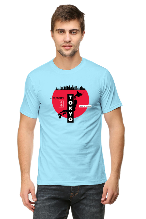 Tokyo Land Of The Rising Sun Male Round Neck Half Sleeve Classic T-Shirt - Image 4
