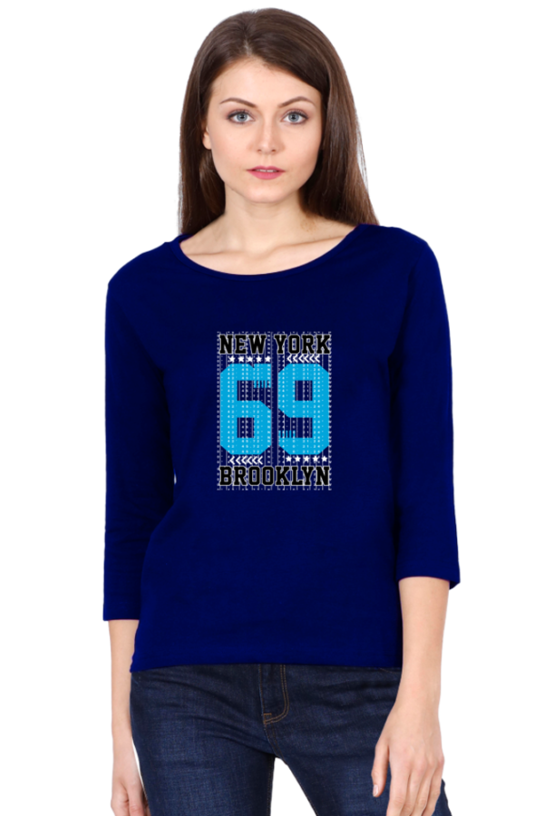 New York Brooklyn Female Round Neck Full Sleeve Classic T-Shirt
