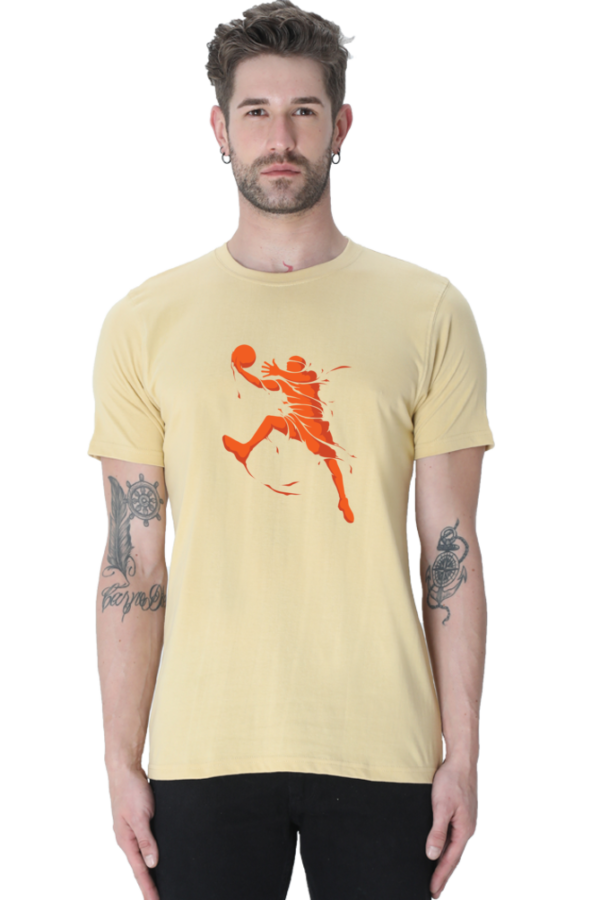 Orange Basketball Male Round Neck Half Sleeve Classic T-Shirt - Image 4