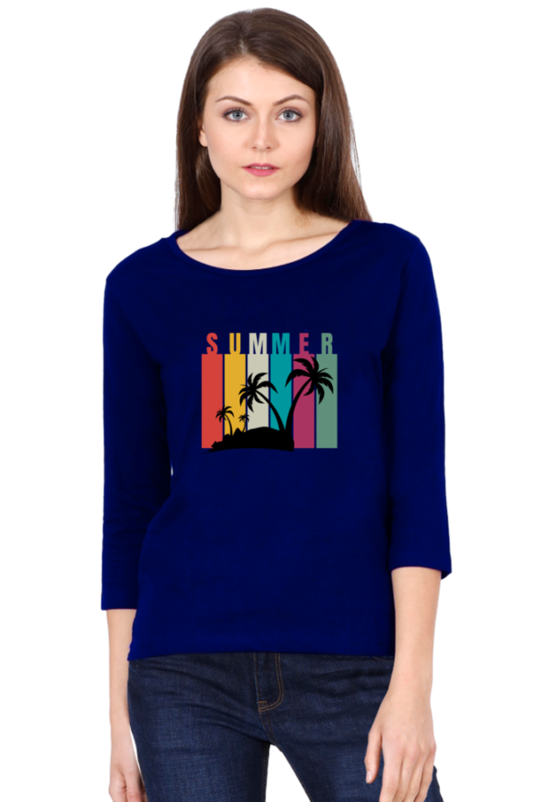 Summer Female Round Neck Full Sleeve Classic T-Shirt