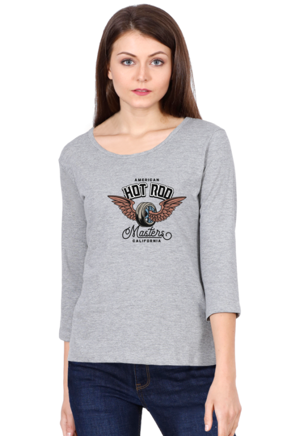 American Hot Rod Female Round Neck Full Sleeve Classic T-Shirt