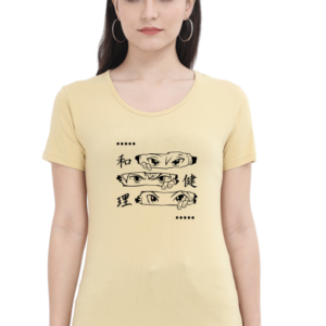 Three Eyes Female Round Neck Half Sleeve Classic T-Shirt