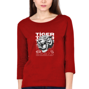 Angry Tiger Female Round Neck Full Sleeve Classic T-Shirt