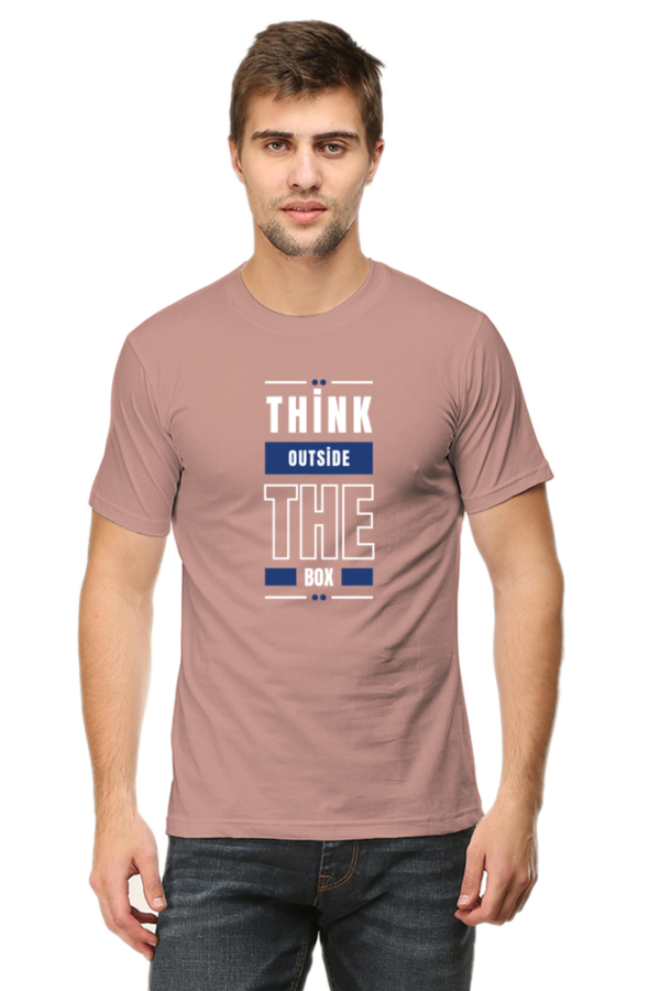 Think Outside The Box Male Round Neck Half Sleeve Classic T-Shirt - Image 2