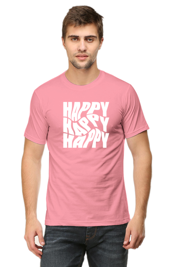 Happy Happy Happy Male Round Neck Half Sleeve Classic T-Shirt - Image 4
