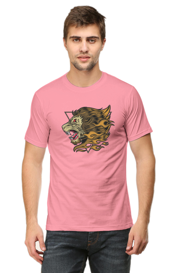Angry Lion Male Round Neck Half Sleeve Classic T-Shirt - Image 2