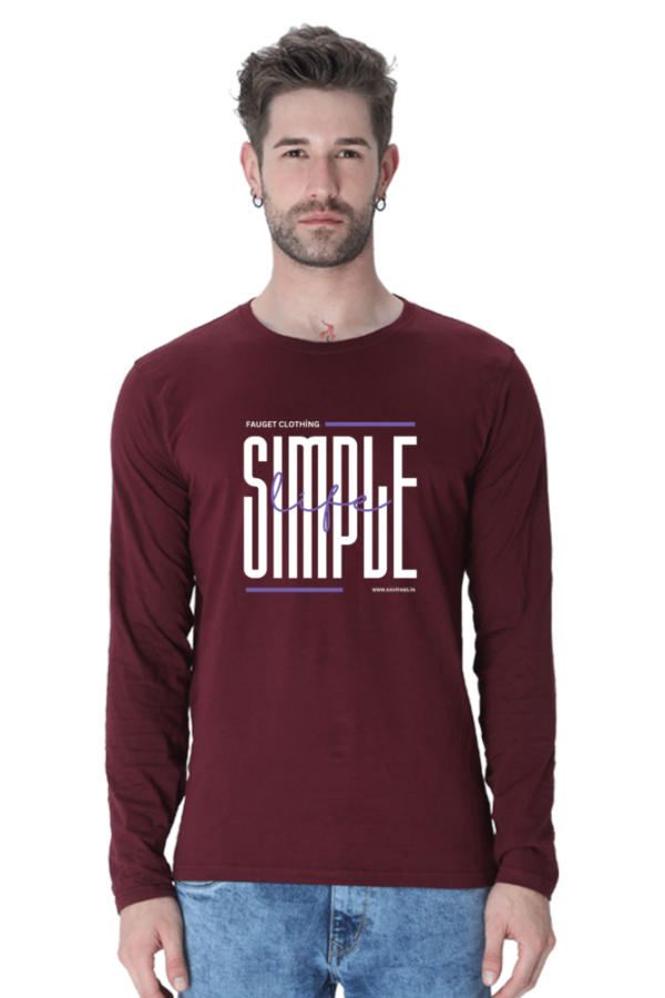 Simple Life Male Round Neck Full Sleeve Classic T-Shirt