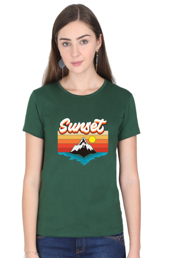 Sunset Female Round Neck Half Sleeve Classic T-Shirt - Image 10