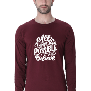All Things Are Possible Male Round Neck Full Sleeve Classic T-Shirt