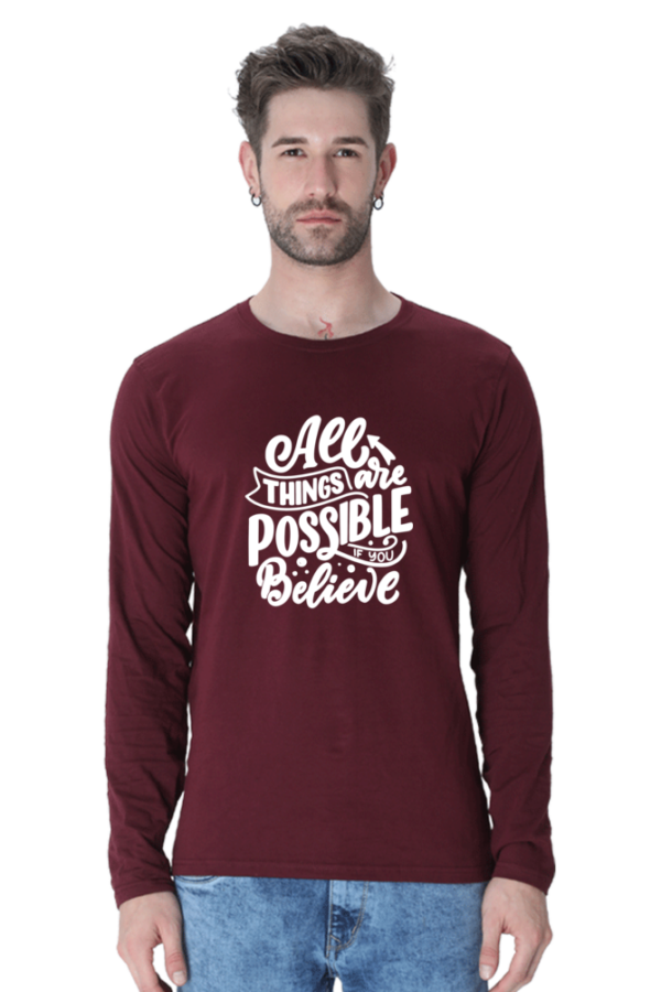 All Things Are Possible Male Round Neck Full Sleeve Classic T-Shirt