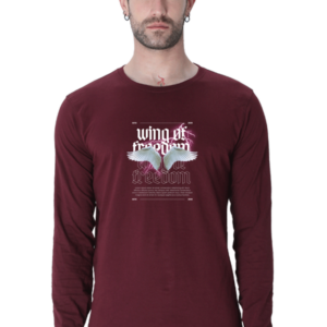 Wing Of Freedom Male Round Neck Full Sleeve Classic T-Shirt