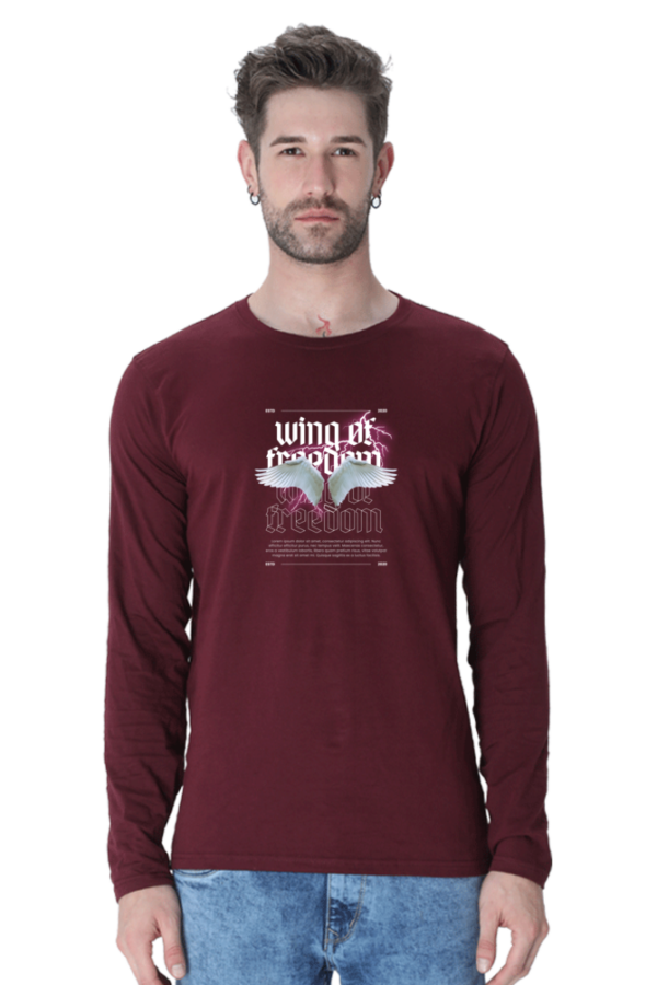 Wing Of Freedom Male Round Neck Full Sleeve Classic T-Shirt