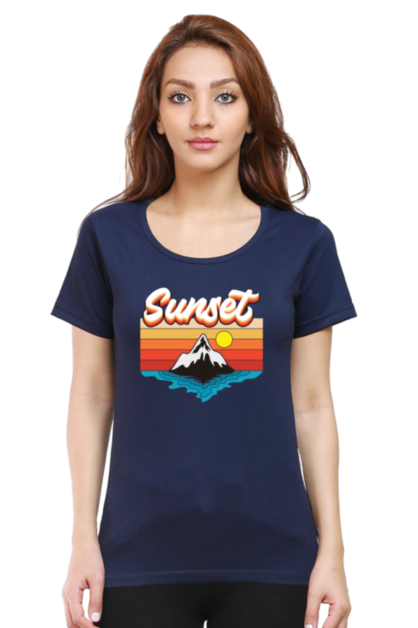 Sunset Female Round Neck Half Sleeve Classic T-Shirt - Image 14