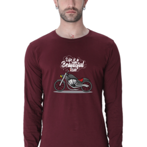 Life Is A Beautiful Ride Male Round Neck Full Sleeve Classic T-Shirt