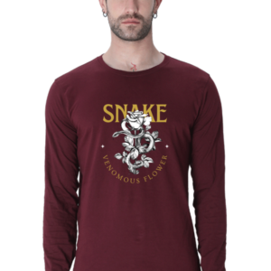 Snake Venomous Flower Male Round Neck Full Sleeve Classic T-Shirt