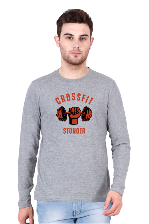 Crossfit Stonger Male Round Neck Full Sleeve Classic T-Shirt