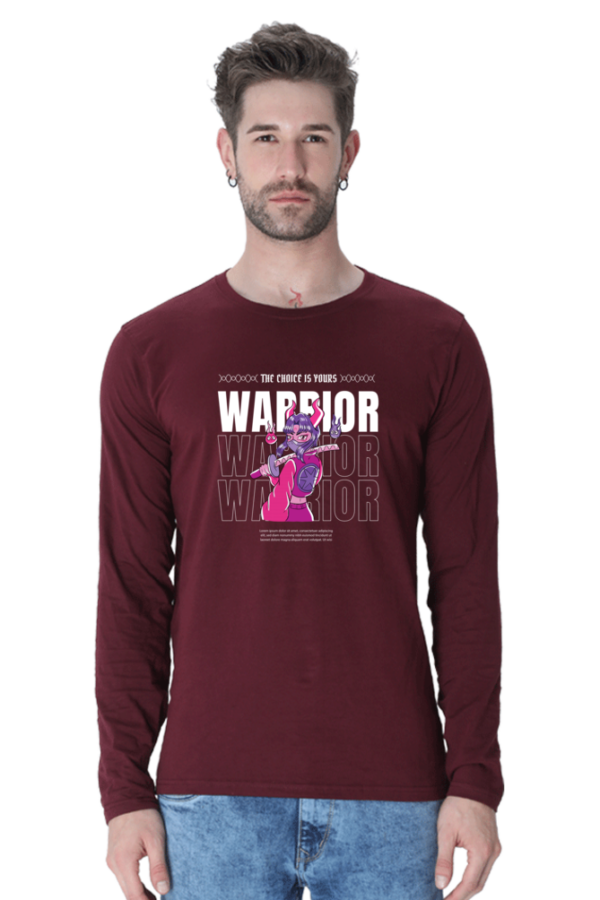 Warrior Girl Male Round Neck Full Sleeve Classic T-Shirt