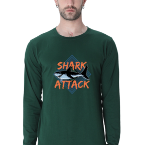 Shark Attack Male Round Neck Full Sleeve Classic T-Shirt