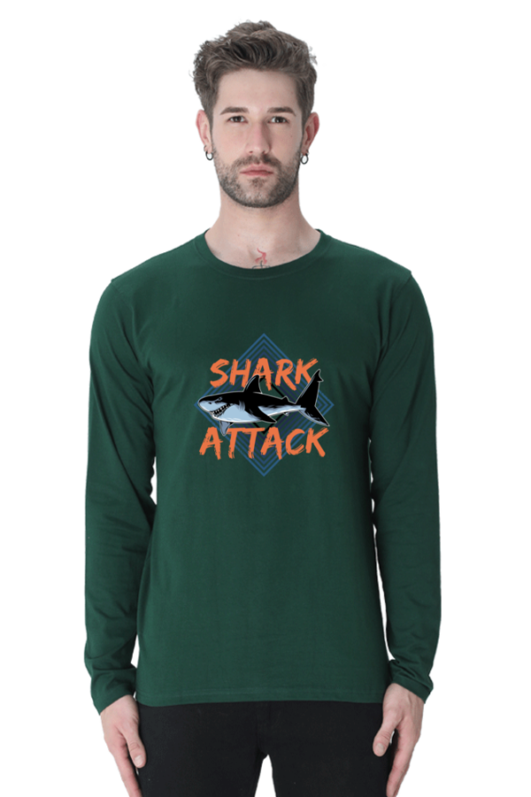 Shark Attack Male Round Neck Full Sleeve Classic T-Shirt