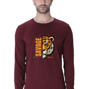 Savage Tiger Male Round Neck Full Sleeve Classic T-Shirt