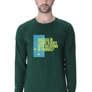 Success in Tennis Starts with Believing in Yourself Male Round Neck Full Sleeve Classic T-Shirt