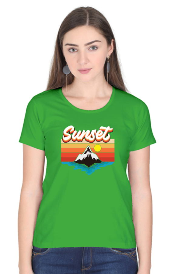 Sunset Female Round Neck Half Sleeve Classic T-Shirt - Image 5