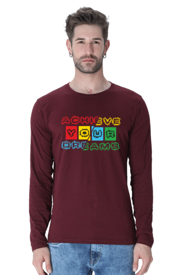Achieve Your Dreams Male Round Neck Full Sleeve Classic T-Shirt