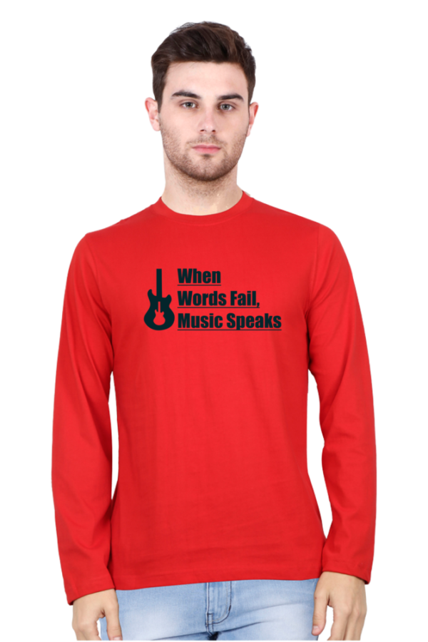 When Words fail Music Speaks Male Round Neck Full Sleeve Classic T-Shirt