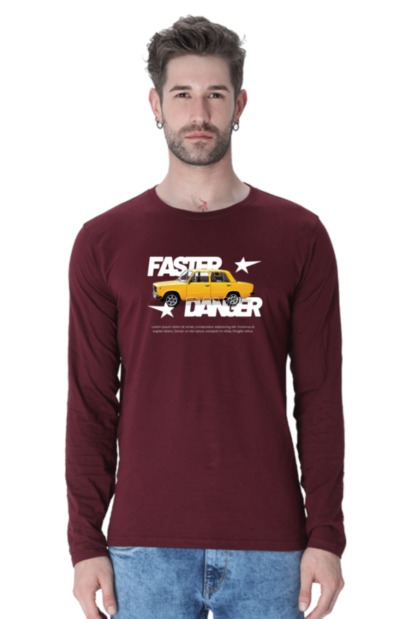 Faster Danger Male Round Neck Full Sleeve Classic T-Shirt