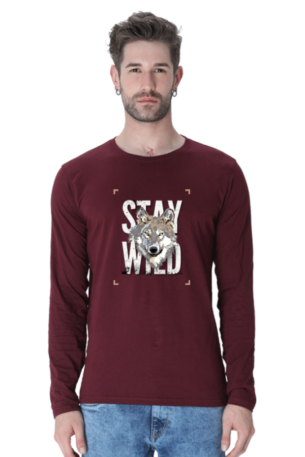 Stay Wild Male Round Neck Full Sleeve Classic T-Shirt