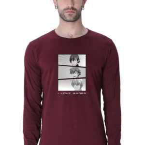 I Love Manga Male Round Neck Full Sleeve Classic T-Shirt