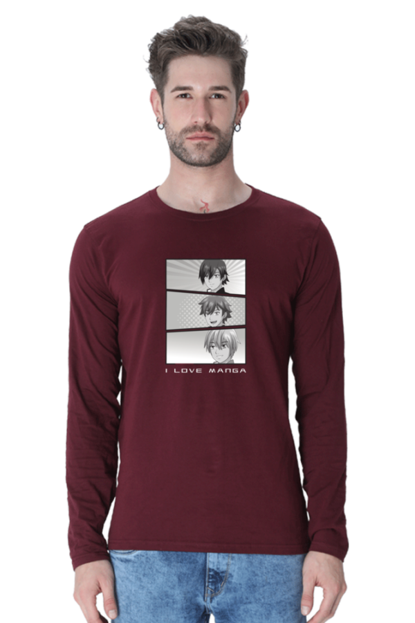 I Love Manga Male Round Neck Full Sleeve Classic T-Shirt