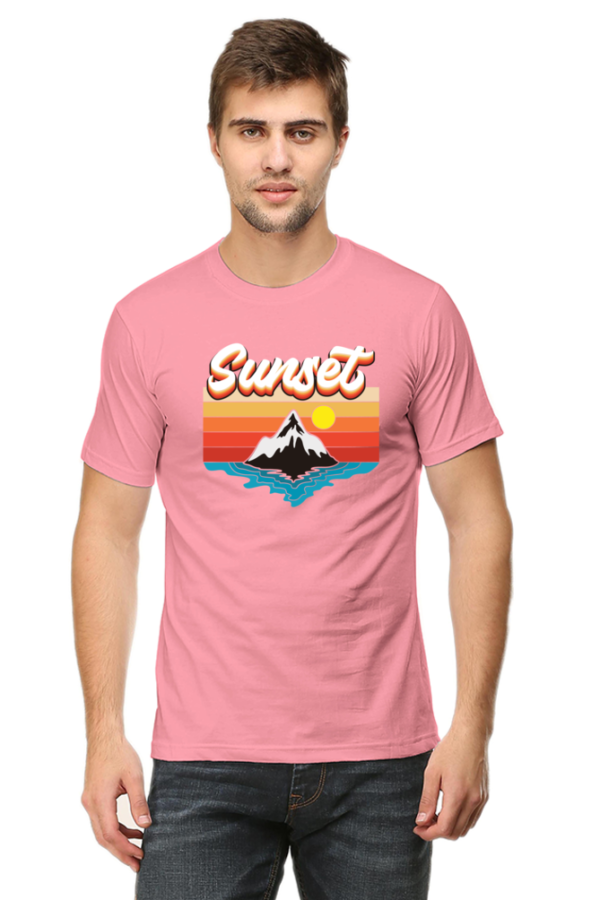 Sunset Male Round Neck Half Sleeve Classic T-Shirt - Image 4