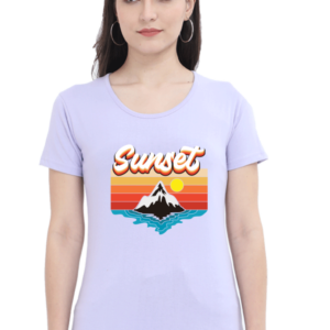 Sunset Female Round Neck Half Sleeve Classic T-Shirt