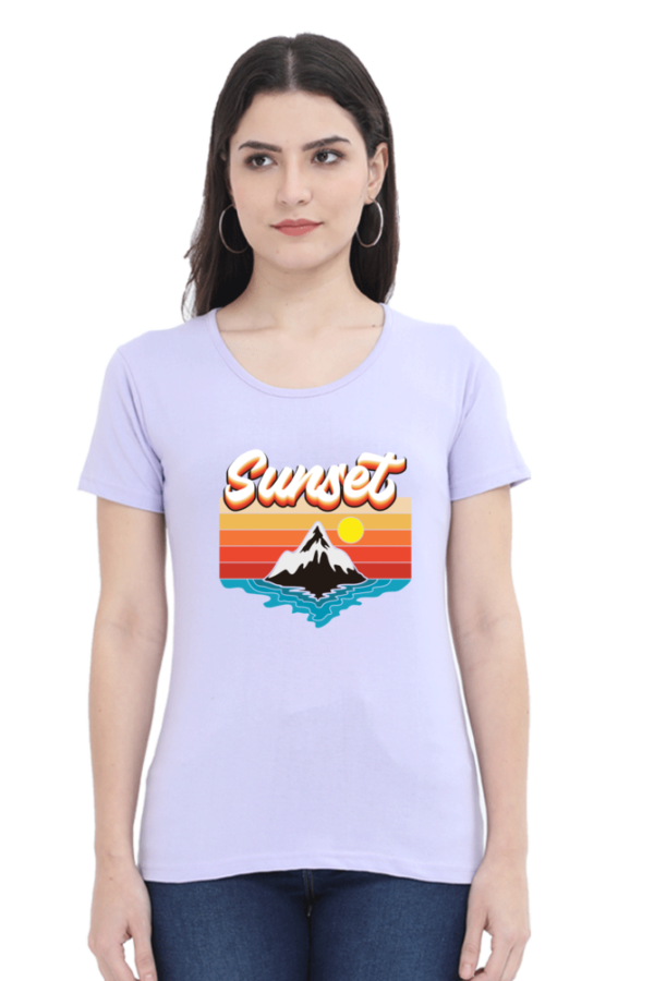 Sunset Female Round Neck Half Sleeve Classic T-Shirt