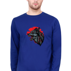 Dark Angry Wolf Male Round Neck Full Sleeve Classic T-Shirt